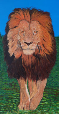 Sa Majesté le Lion en Marche | Peinture à l’huile | Animalière | Daniel Ducarmel