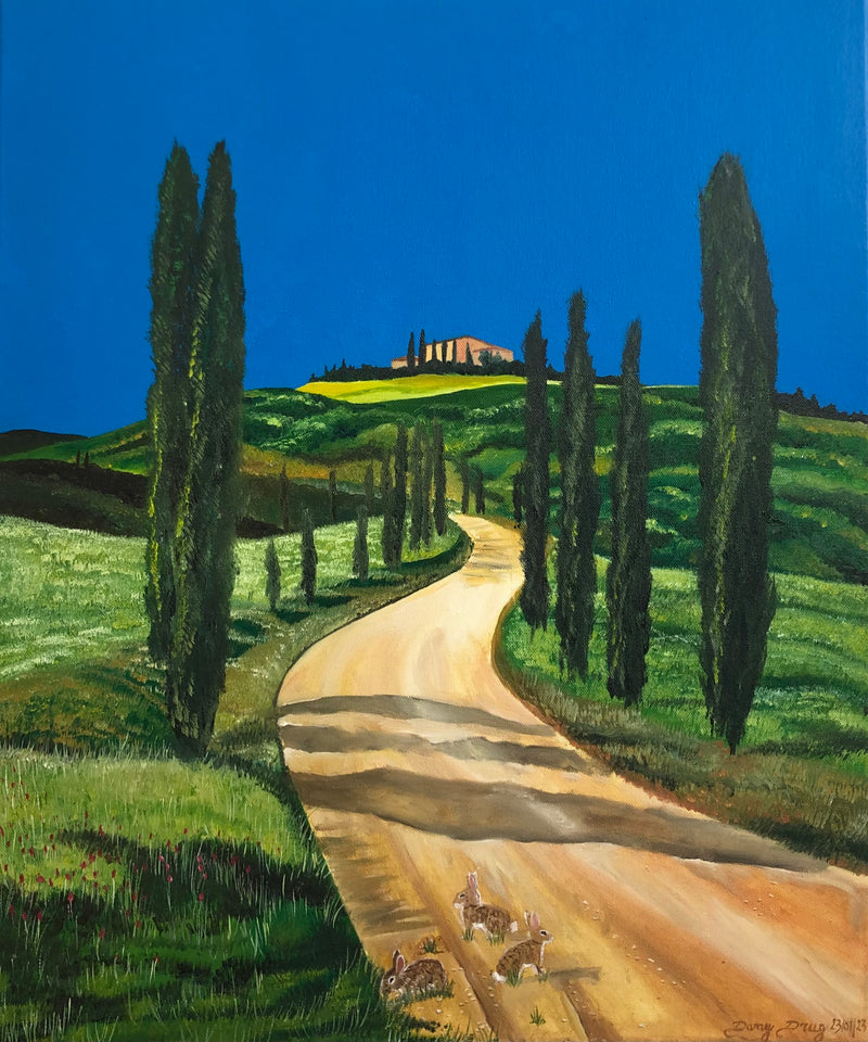 La Toscane et les 3 petits lapins| Peinture à l’huile | Paysage | Daniel Ducarmel