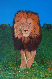 Sa Majesté le Lion en Marche | Peinture à l’huile | Animalière | Daniel Ducarmel