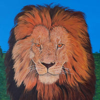 Sa Majesté le Lion en Marche | Peinture à l’huile | Animalière | Daniel Ducarmel