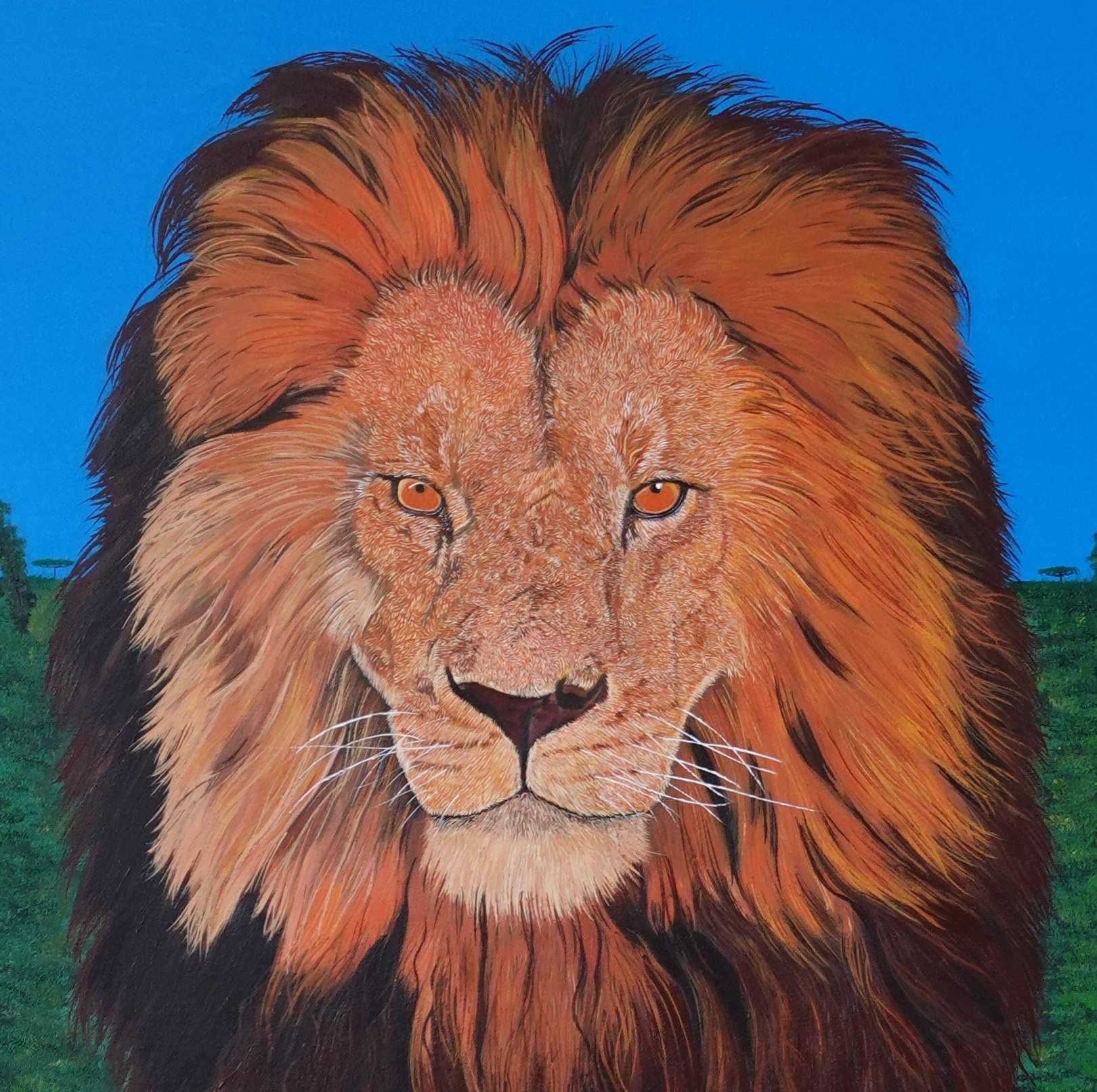 Sa Majesté le Lion en Marche | Peinture à l’huile | Animalière | Daniel Ducarmel